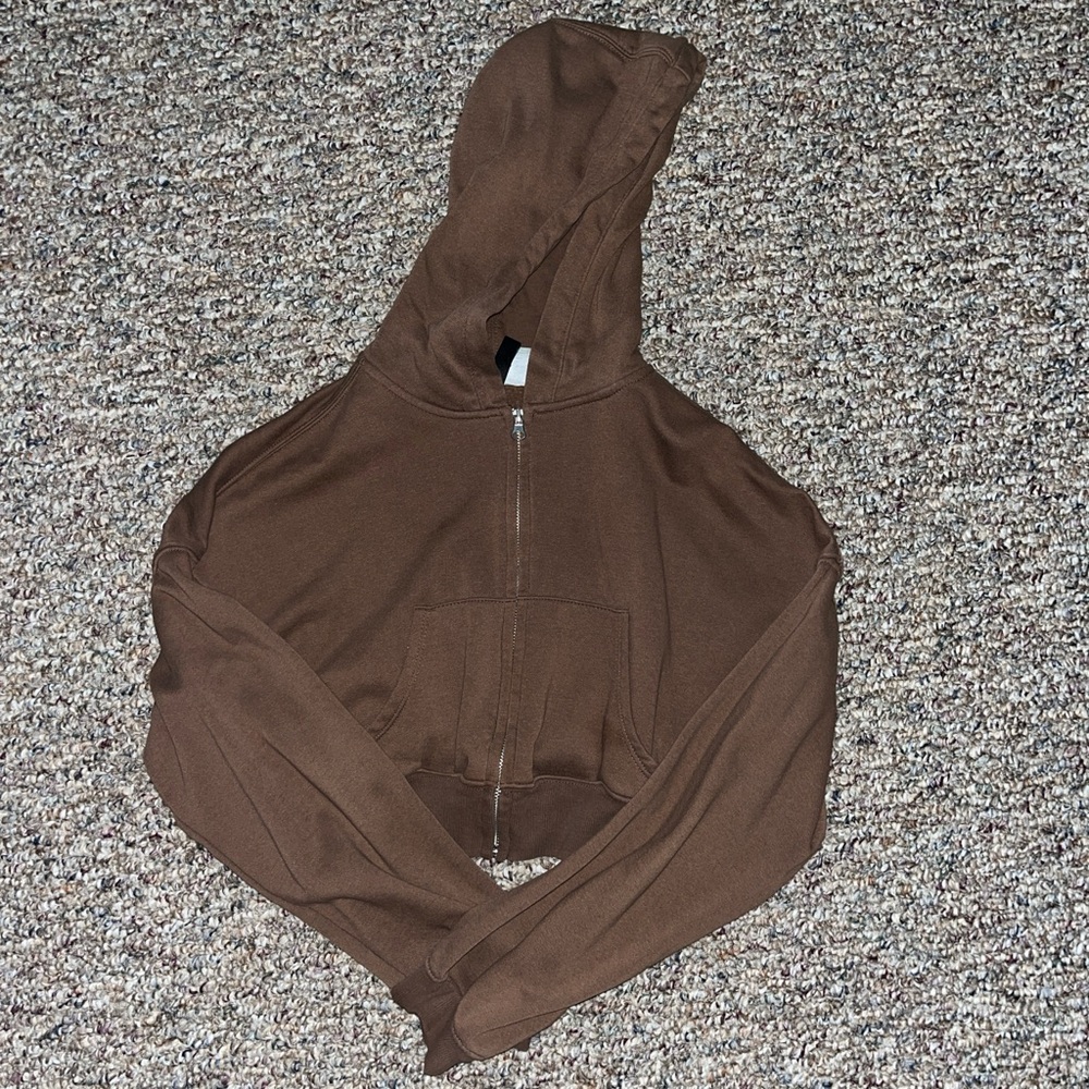 Cropped zip up hoodie